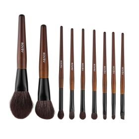 9-Piece Makeup Brush Set for Foundation Blending Eyeshadow, Professional Makeup Brush Kit with Soft Natural Wool & Vegan Synthetic Bristles, Ergonomi