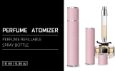 PSXCYB010pink  10ml luxury perfume bottle, portable perfume bottle, magnetic suction leather leak-proof Refillable perfume bottle cologne spray, trav