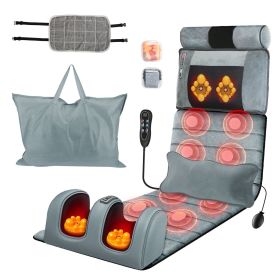 Full Body Electric Massage Mat Heating Vibration Massage Pad Cushion Back Massage Mattress Chair Pad with Neck Foot Massage Head Pillow and Cloth Lum