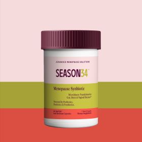 SEASON34 3-in-1 Menopause Probiotic for Women 40+ | Vaginal Care, pH, Odor & Intimate Comfort + Skin, Gut & Bloat Support | with Prebiotic Fiber & Po