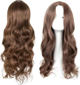 1 Pcs Ladies Wigs, 65 cm Long Curly Ladies Fancy Dress Synthetic Hair Brown Wigs for Women Charming Full Hair Long Replacement Brown Curly Cosplay Pa