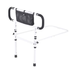 Bed Rails for Elderly Adults, 180�� Foldable Bed Assist Rails for Seniors, 450LBS Loading Bed Side Rails Bed Cane with 4-Level Adjustable Handle, Sto