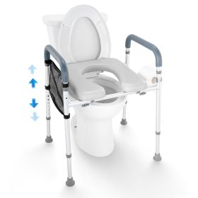 Raised Toilet Seat, 7-Position Height Adjustment 19.3" - 25.2", 350lbs Weight Capacity, with Comfort Padded Aluminum Frame, Universal Toilet Seat Ris