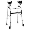 2 in 1 Folding Walker & Removable Armrests, Height Adjustable Foldable Walker with 5" Solid Wheels, Lightweight Aluminum | Front Wheeled Mobility Aid