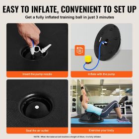 Half Exercise Ball Trainer, 23 inch Balance Ball Trainer, 660 lbs Capacity Stability Ball, Yoga Ball with Resistance Bands and Pump, Strength Fitness