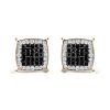 Men's 10K Yellow Gold 1/2 Cttw White and Black Treated Diamond Earring (Black / I-J Color, I2-I3 Clarity)