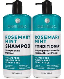 Rosemary Oil and Mint Shampoo and Conditioner Set Sulfate Free with Peppermint Moisturizing Products for Women and Men Helps Flaky Dry Scalp and Dand