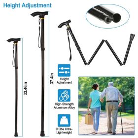 Travel Folding Trekking Hiking Pole,Collapsible Cane Adjustable Walking Stick Portable Mobility Aid for Women Men Hikers Gift,Black