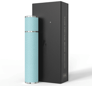 PSXCYB010Blue  10ml luxury perfume bottle, portable perfume bottle, magnetic suction leather leak-proof Refillable perfume bottle cologne spray, trav