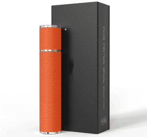 PSXCYB010Orange  10ml luxury perfume bottle, portable perfume bottle, magnetic suction leather leak-proof Refillable perfume bottle cologne spray, tr