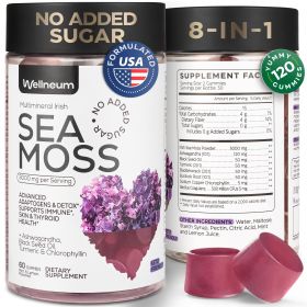 Multimineral Sea Moss Glow Gummies 3000 Mg Irish Seamoss for Immunity Thyroid Health Skin Detox Cleanse Gummies with Black Seed Oil Bladderwrack Ashw