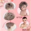 Pixie Cut Wig for White Women ��� Short Curly Dark Brown Ombre Blonde Wig with Bangs, Glueless Synthetic Wig with New Cap Design, Realistic Look Dail