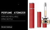 PSXCYB010red  10ml luxury perfume bottle, portable perfume bottle, magnetic suction leather leak-proof Refillable perfume bottle cologne spray, trave