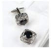 Black Rhinestone Men's Shirts Cufflinks Stainless Steel Business Formal Shirt Stud
