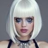 White Bob Wig With Bangs 12 Inch Short Bob wig for Women Short Bob Wigs Synthetic Fiber Bob Wigs and Halloween Cosplay Wig for Daily Life Colorful Wi