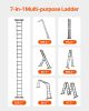 Multi-Purpose Folding Ladder, 7-in-1 Tall Extension Step Ladder, A Frame 5 Step Telescoping Ladder, 19ft Reach Height Heavy Duty Adjustable Ladder, 3