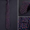 Men Cotton Neckties Dark Blue Floral Skinny Necktie Formal/Casual Neckties 6cm