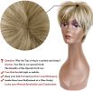Creamily Short Blonde Wigs for Women Pixie Cut Wigs with Bangs Natural Straight Layered Synthetic Hair Short Wig for Women Daily Cosplay Party Hallow