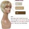 Creamily Short Blonde Wigs for Women Pixie Cut Wigs with Bangs Natural Straight Layered Synthetic Hair Short Wig for Women Daily Cosplay Party Hallow
