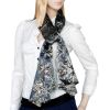 Blando Black Paisley Patterns Revitalized Style Soft Silk Scarf/Wrap/Shawl(Small)
