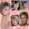 Pixie Cut Wig for White Women ��� Short Curly Dark Brown Ombre Blonde Wig with Bangs, Glueless Synthetic Wig with New Cap Design, Realistic Look Dail