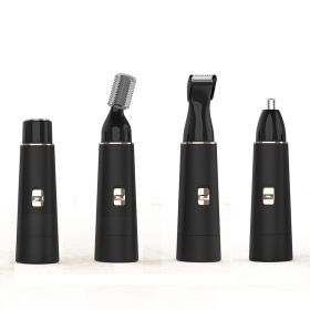 4 In 1 Facial Eyebrow Hair Epilator Remover Tool Device Painless Electric Shaver For Women (Color: BLACK)