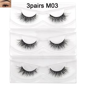 Visofree Mink Eyelashes 3D Mink Lashes Thick HandMade Full Strip Lashes Cruelty Free Mink Lashes False Eyelashes Makeup M56 (Color: 3pairs M03 no box)