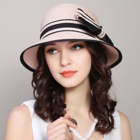 1pc Sun Hat; Beach Hat; Sun Protection; Foldable; Ribbon Hat; Women's Hat; Colors: Milky White/White/Beige/Pink/Brown (Items: One Size Fits All, model: Pink)