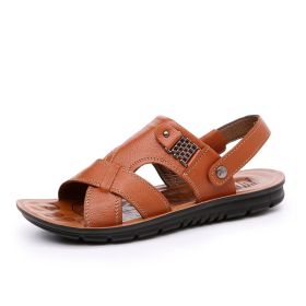 Summer new men's sandals trend casual fashion men's sandals beach shoes large size sandals one shoe two wear (Color: Yellow, size: 44)