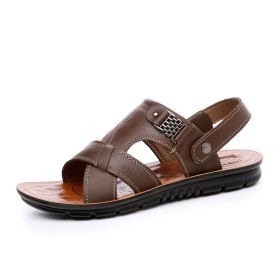 Summer new men's sandals trend casual fashion men's sandals beach shoes large size sandals one shoe two wear (Color: Brown, size: 39)