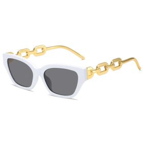 Vintage Cat Eye Sunglasses For Women Small Metal Chain Sunglasses Elegant Eyeglasses Trend Fashion Shades (Color: C6)