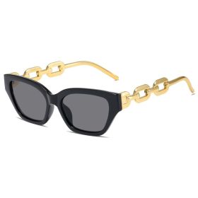 Vintage Cat Eye Sunglasses For Women Small Metal Chain Sunglasses Elegant Eyeglasses Trend Fashion Shades (Color: C1)