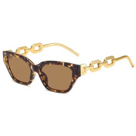 Vintage Cat Eye Sunglasses For Women Small Metal Chain Sunglasses Elegant Eyeglasses Trend Fashion Shades (Color: C3)