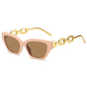Vintage Cat Eye Sunglasses For Women Small Metal Chain Sunglasses Elegant Eyeglasses Trend Fashion Shades (Color: C5)