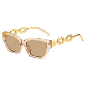 Vintage Cat Eye Sunglasses For Women Small Metal Chain Sunglasses Elegant Eyeglasses Trend Fashion Shades (Color: C4)