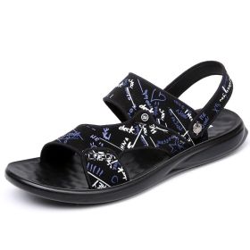 Men's sandals Summer new super soft massage slippers wear fashion casual large size dual-purpose men's beach shoes (Color: Blue, size: 45)