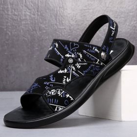 Men's sandals Summer new super soft massage slippers wear fashion casual large size dual-purpose men's beach shoes (Color: Blue, size: 39)