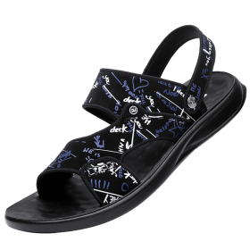 Men's sandals Summer new super soft massage slippers wear fashion casual large size dual-purpose men's beach shoes (Color: Blue, size: 47)