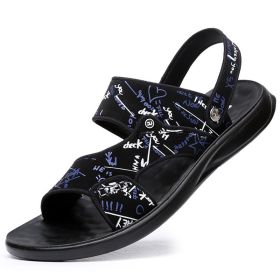 Men's sandals Summer new super soft massage slippers wear fashion casual large size dual-purpose men's beach shoes (Color: Blue, size: 40)