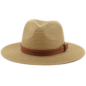 54-58-60CM Womens Summer Panama Hats Wide Brim Straw Sun Hat Beach Hat For Men Fashion UPF UV Protection Fedoras Cap For Travel (Color: Navy Blue, size: Child 54CM)