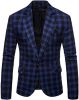 Men's Plaid Suit Jacket Casual One Button Regular Fit Blazer Classic Plaid Sport Coat Stylish Dress Coat