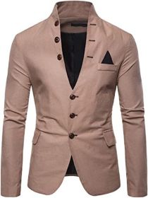 Men's Suit Jacket Casual Slim Fit Coat Lightweight Business Daily Blazers Formal Solid Color Dress Coats (Color: KHAKI, size: M)