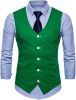 Men's V-neck Solid Color Single-breasted Suit Vests Candy Color Casual Slim Fit Vests