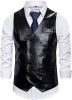 Men's Metal Texture Shiny Vest Fashion Solid Color Double Breasted Vest Nightclub Party Show
