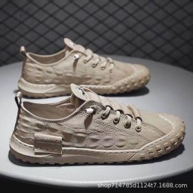 Canvas Shoes Breathable Men Sneakers Casual Walking Flats Slip-on Man Vulacnized Shoes Summer Working Footwear Zapato De Hombre (Shoe Size: 43, Color: Khaki-C)