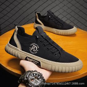 Canvas Shoes Breathable Men Sneakers Casual Walking Flats Slip-on Man Vulacnized Shoes Summer Working Footwear Zapato De Hombre (Shoe Size: 40, Color: BLACK)