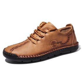 Handmade Leather Casual Men Shoes Design Sneakers Man Comfortable Leather Shoes Men Loafers Hot Sale Moccasins Driving Shoe (Shoe Size: 10.5, Color: Yellow)