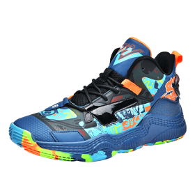 New Men's Basketball Shoes Trend Basketball Sneakers Men's Air Cushion Outdoor High Quality Sneakers (Color: Blue, size: 40)