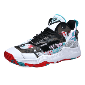 New Men's Basketball Shoes Trend Basketball Sneakers Men's Air Cushion Outdoor High Quality Sneakers (Color: white moon, size: 45)