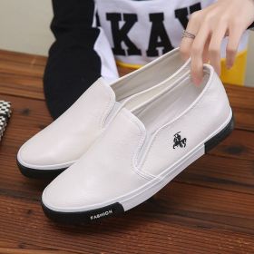 Casual Shoes Men Comfortable PU Leather Mens Loafers Handmade Design Flats Sneakers Men Slip on Lazy Driving Brand Men Shoes (Color: White, size: 42)
